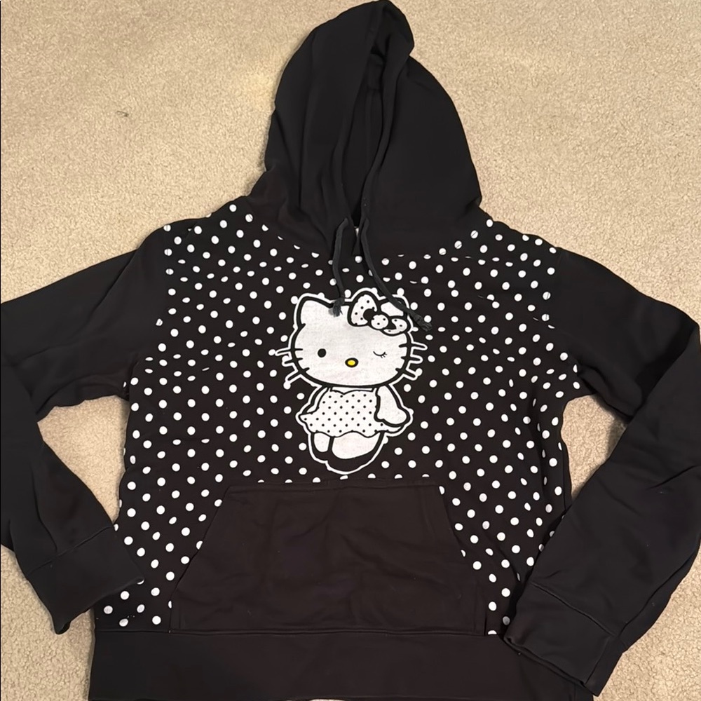 Sanrio Hello Kitty Black Polka Dot Hoodie 🎀🖤